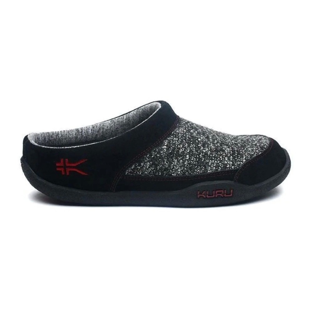 KURU Women's Slipper Mule Slip On Clog Draft Suede Comfort Shoe 10.5 Black Grey